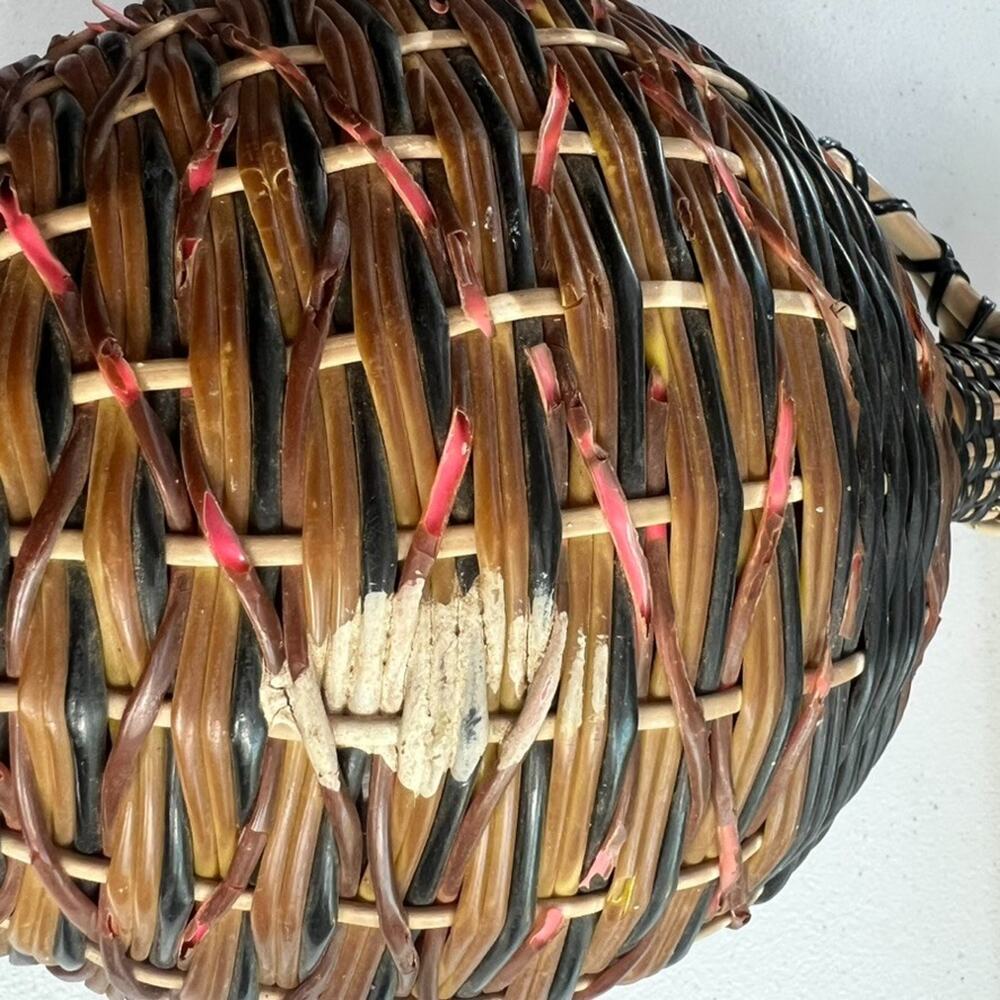 Vintage V Levante Bottle Spanish Woven Wicker Covered Brown Glass - Picture 11 of 13